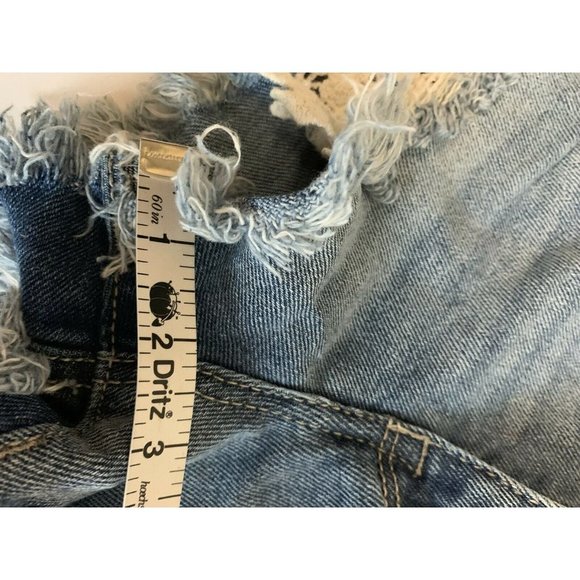 Mossimo Target Blue Jean Shorts Lace Highrise 00/24 - Picture 7 of 7